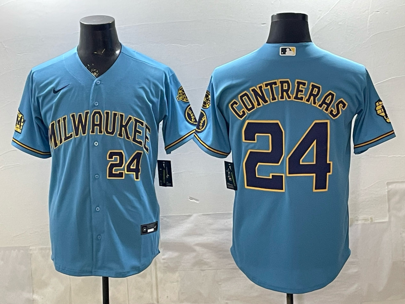 Men 2026 Milwaukee Brewers #24 Contreras blue Game Nike MLB Jersey 0403002